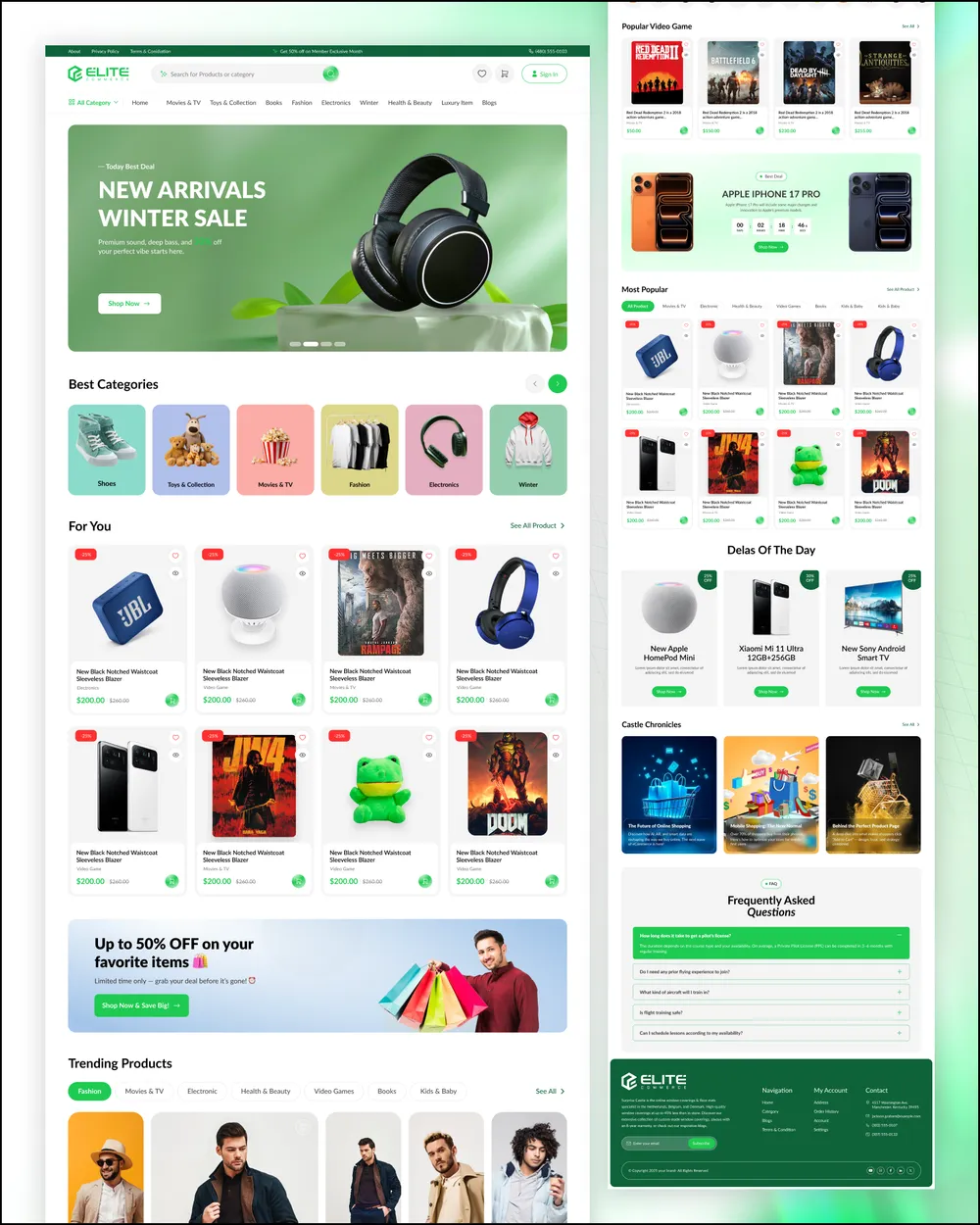Elite Commerce Marketplace website design preview