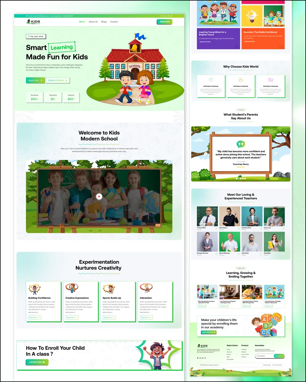Kids Modern School website design preview