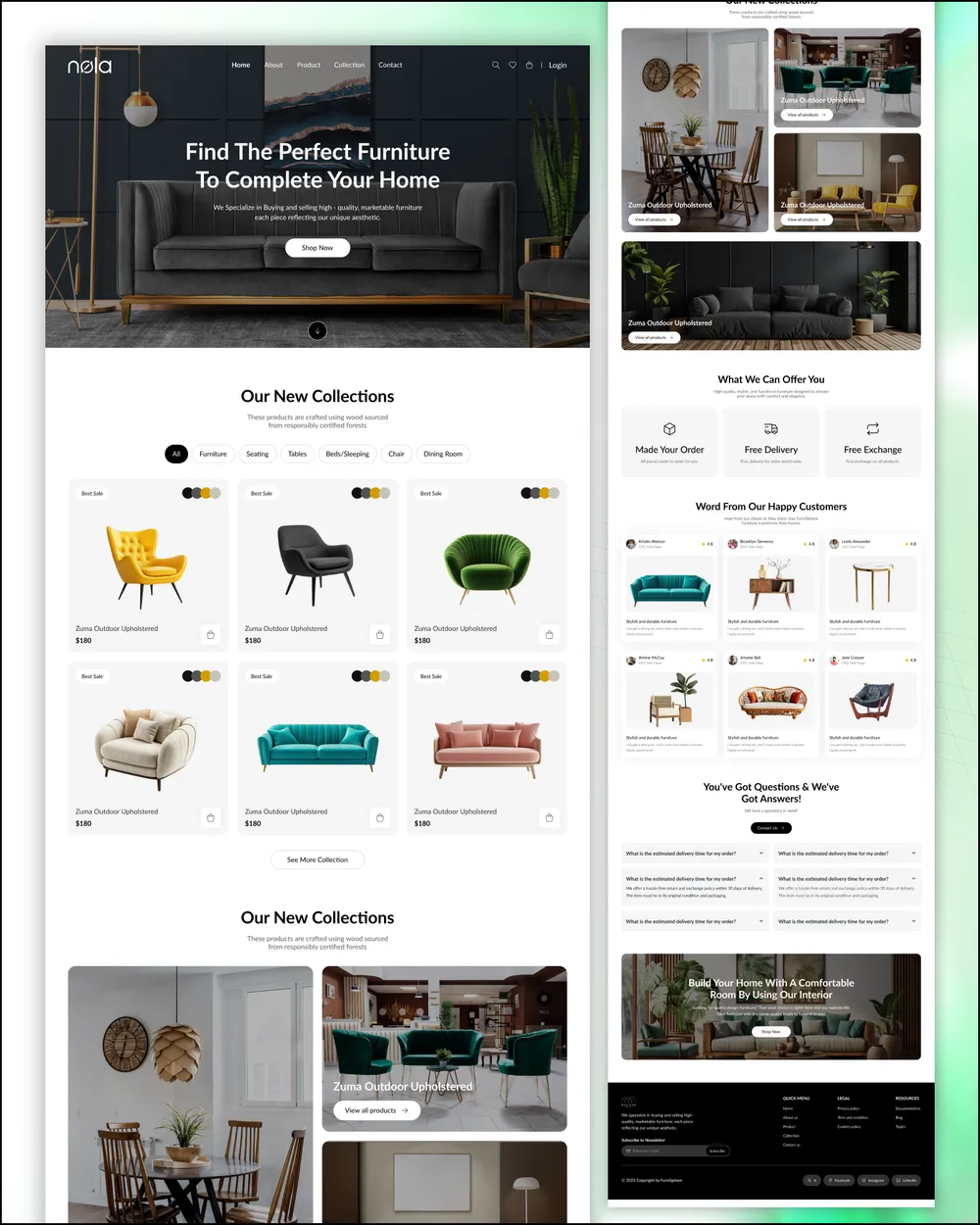 Nola Furniture Co. full page design preview