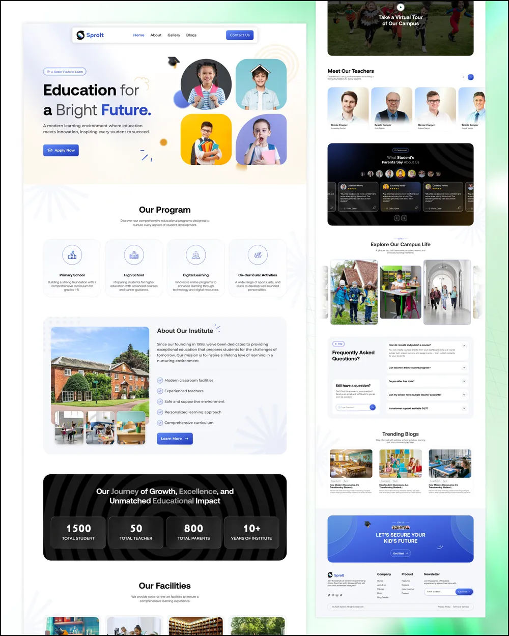 Sprolt Education Institute full page design preview