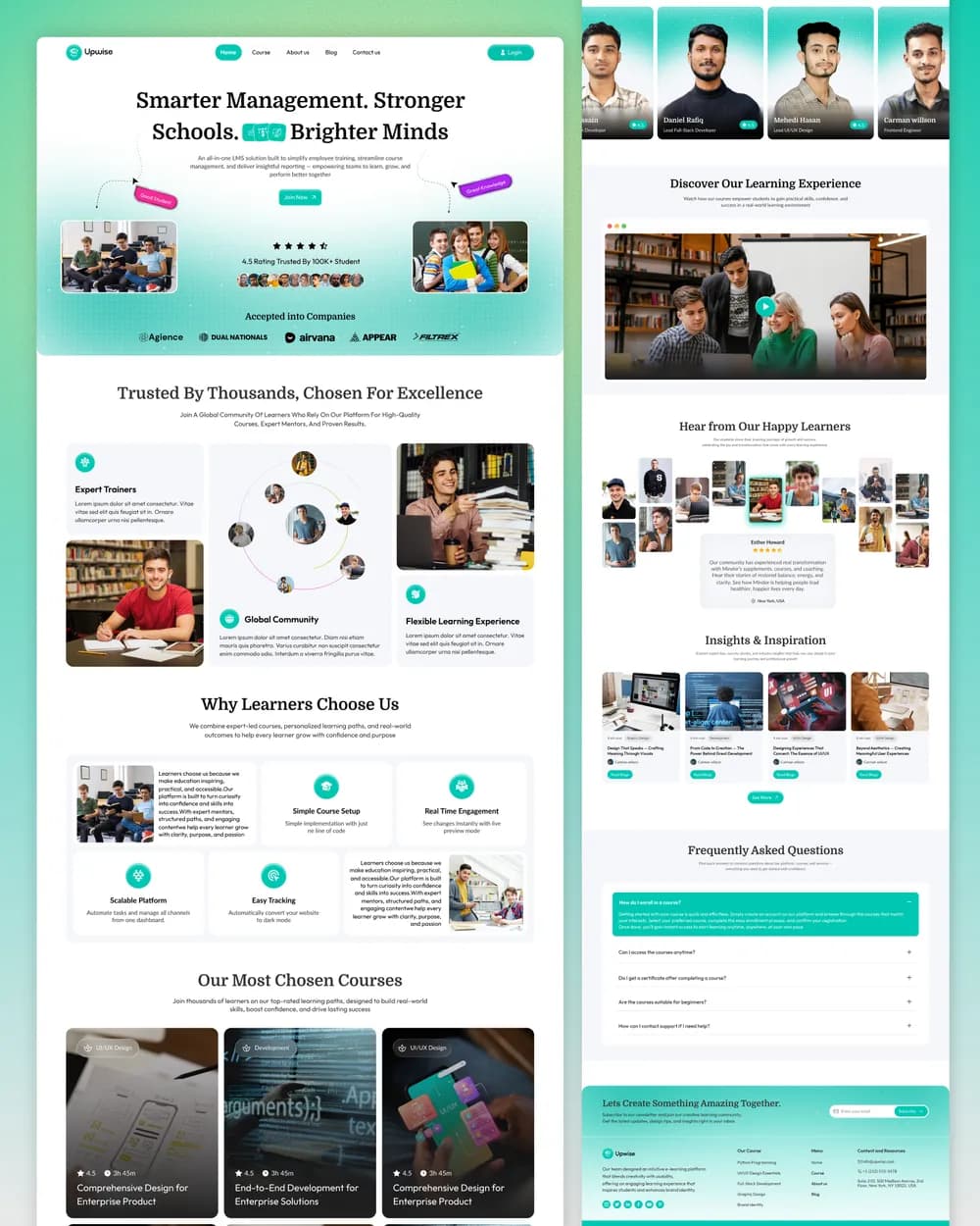 Upwise LMS Platform full page design preview